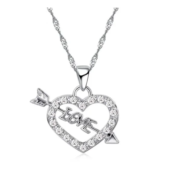 ❤️ NEW 💎 925 Sterling Silver Earrings And Necklace Set Bundle Heart Arrow - Picture 3 of 4